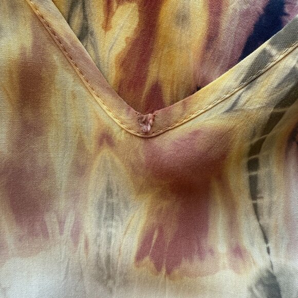 The Odells Womens Tie-Dye Maxi Dress Rayon Beige Multicolor Relaxed Boho Style M - Picture 4 of 5